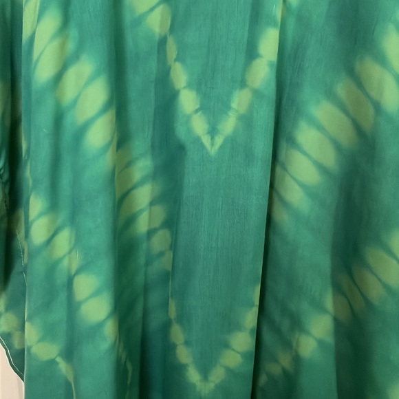 OS NWOT Glam Green & Gold Embroidered Tie Dye Mumu Type Dress fr South Africa - Picture 5 of 6